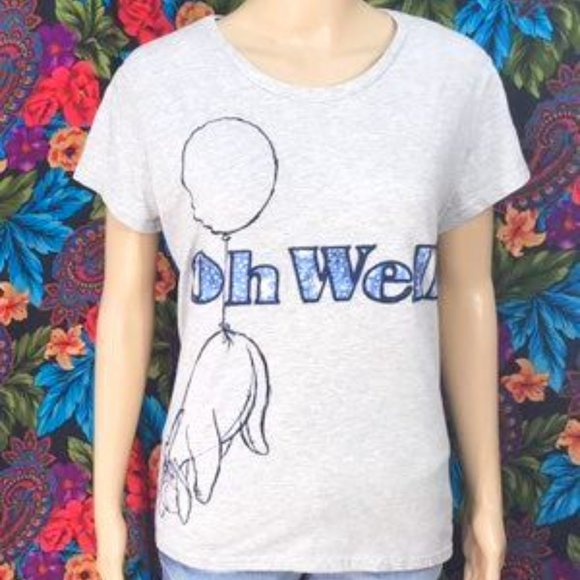 WOMEN'S WINNIE THE POOH EEYORE "OH WELL" SHIRT SIZE LARGE TOP DISNEY STORE - Picture 4 of 6